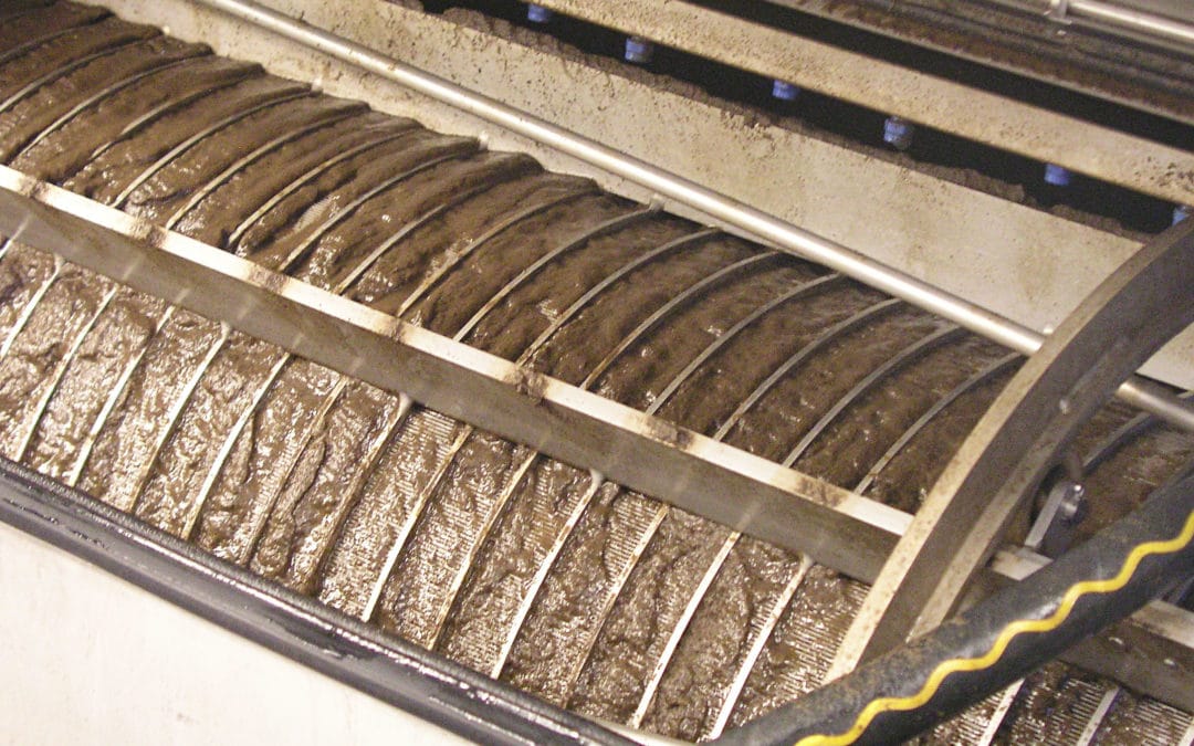 A close-up image of part of the desludge process