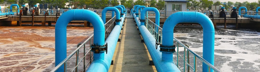 Image of two basins at a wastewater treatment plant that is refining its process for phosphate removal from wastewater